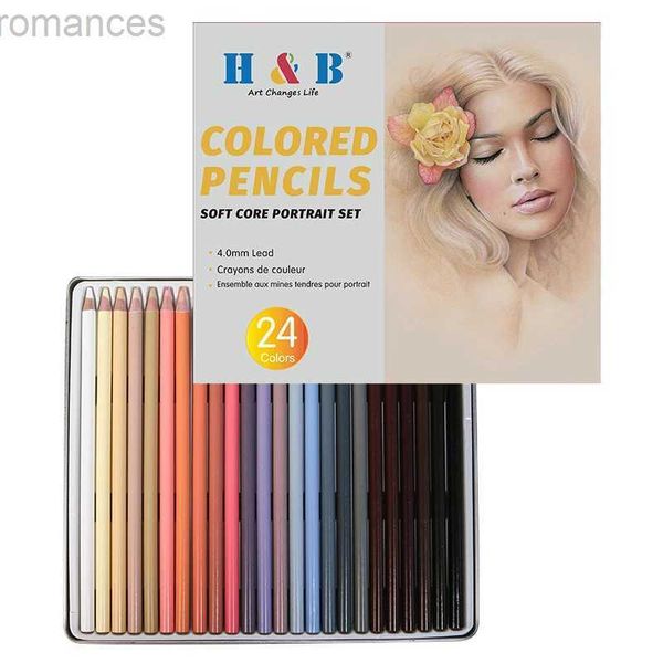 Kalemler H B Premium Renkli Kalem Seti 24 Renk Deri Tonu Boyama Kalem Sanatı Çocuklar ve Yetişkinler Renkli Portre Cilt D240510
