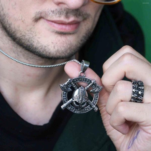 Brincos de colar Conjunto de jóias de anel vintage de aço vintage de aço inoxidável masculino de aço vintage