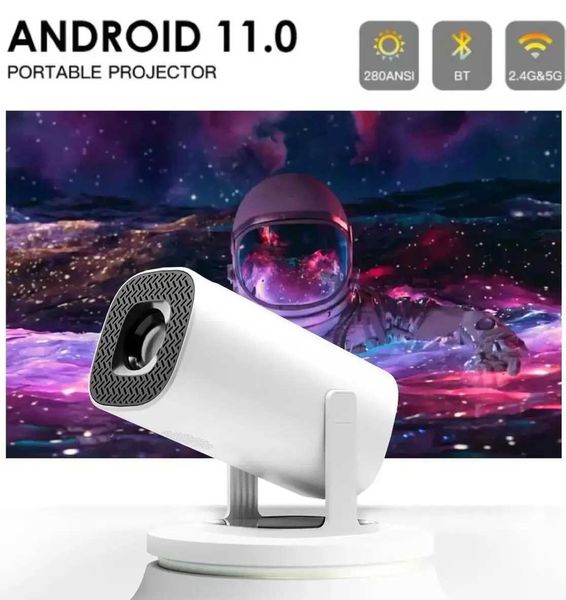 Projektoren Hongtop Smart Mini Projector Android 11 WiFi6 Support 4K 1080p BT5.0 Projektor 1280 * 720p Home Theater Tragbarer Projektor J240509