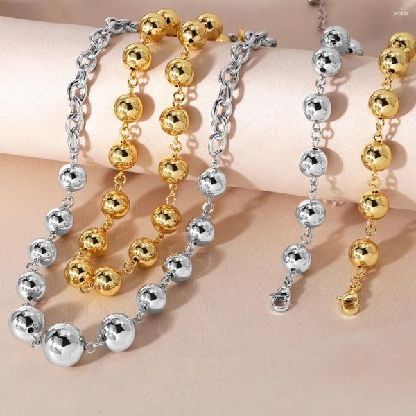 Collane a sospensione flola grosso colore argento oro in rilievo per perle lucide per perle di girocollo corto gioielli nken09
