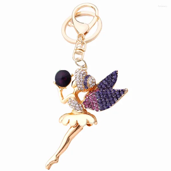 Keechhains Creative Crystal Angel Keychain Borsa di moda Ring Piclantino della catena per donna per le donne Regalo per le novità di KeyFobs R137