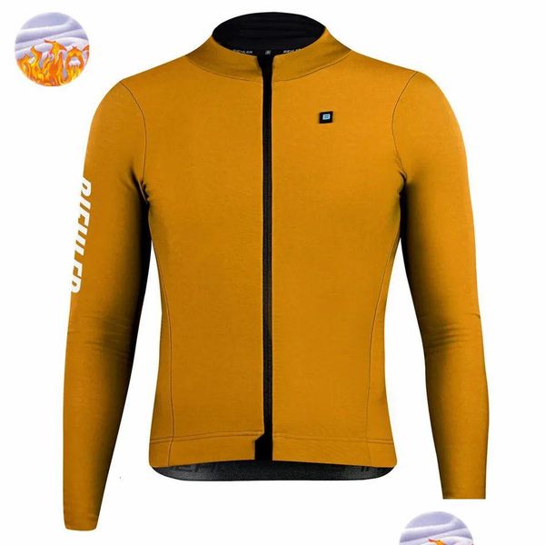 Велосипедные куртки Biehler Winter Thermal Fleeme Jersey Men Men Bike Bike с длинными рукавами теплые топы на открытом воздухе спортивный велосипед Ropa ciclismo hombre drop d dhtvm