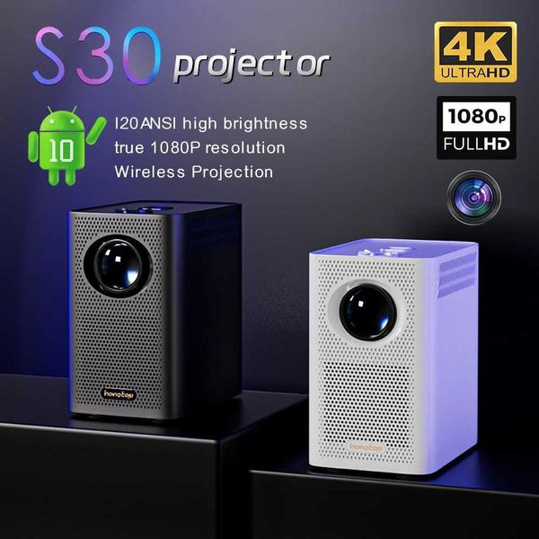 Proiettori XLAomin S30MAX Android Wifi 4K Proiettore portatile intelligente con WiFi e Bluetooth Pocket Outdoor 4K 9500L Android 7.0 Proiettore J240509