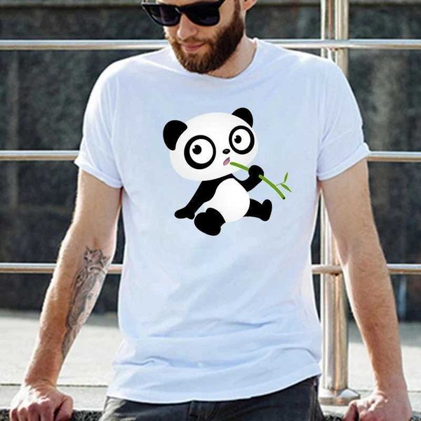 T-shirt maschile Summer Streetwear T-shirt Panda Stampa uomo comodo top traspiranti amanti stile di moda cottonblend tees equipaggio collo t shirtsl2405