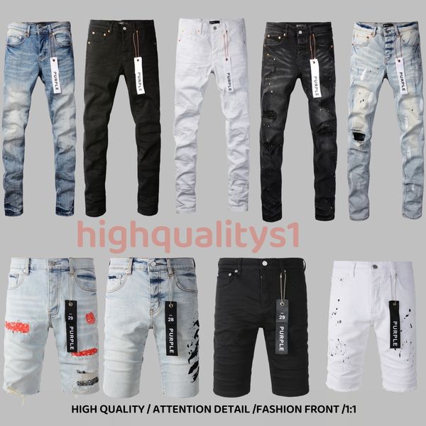 Jeans viola jeans corti maschi corti jeans buchi dritti night club estate blu jeans jeans cortometrali da donna patch di lusso dello stesso stile jeans marchio viola