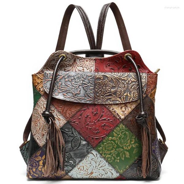 Школьные сумки 2024 Дизайн женщин рюкзак для плеча с двойным использованием подлинной кожа