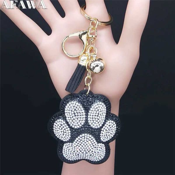 Tornari Cangole Fashion Dog Hand Crystal Tassel Keyning Womens Gold Pet Dog Cat P Stampa Bota Torta di portata LaVera Mujer K2500S01 J240509