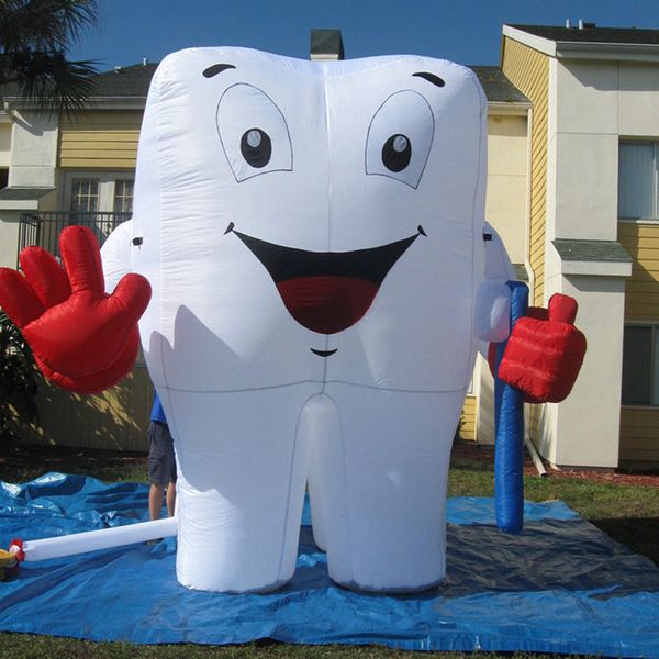 Atacado 8mh (26 pés) com dente gigante artificial personalizado de soprador com dentes com escova de dentes Balão do Dental Branco para Promoção de Publicidade do Dentista