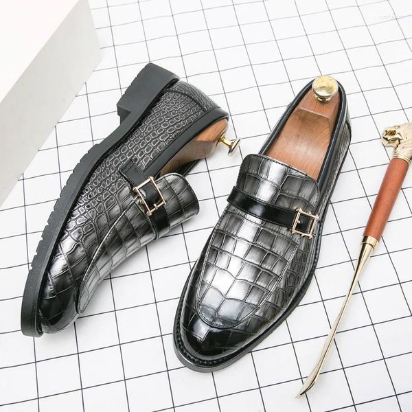 Повседневная обувь итальянская марка крокодиловый рисунок черный кожа