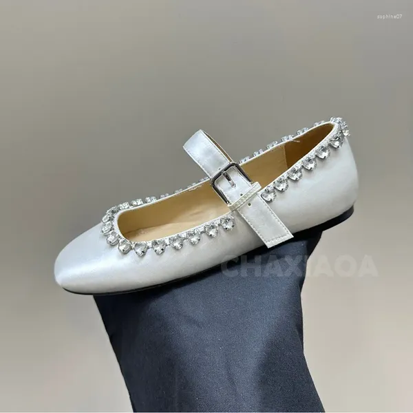 Sapatos casuais feminino de verão de verão cor de cristal superior decoração de uma fivela de fivela de fivela de moda de luxo