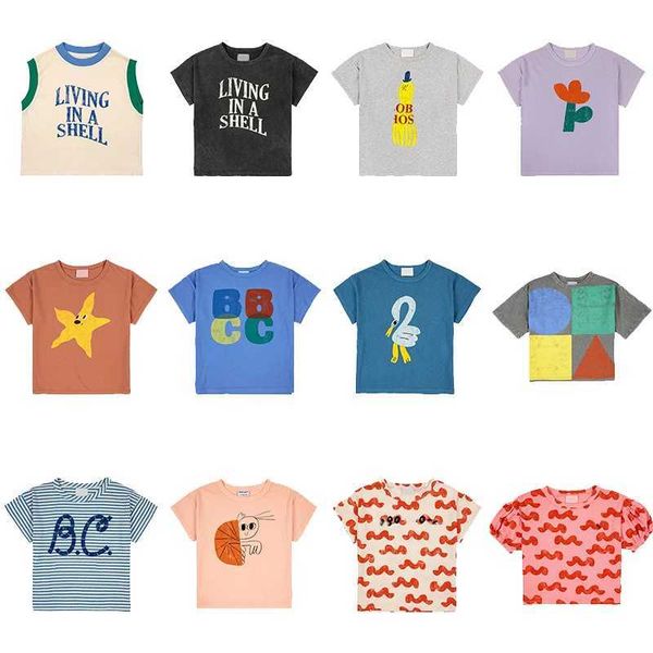 T-Shirts Ins Çocuklar T-Shirt 2024 İlkbahar/Yaz Yeni Stil Bebek ve Kızlar Günlük Karikatür Kısa Kollu Top 1-11yl2405