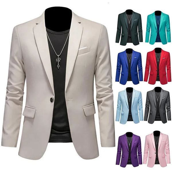 Boutique Fashion Solid Color High-end Brand Casual Business Mens Blazer Groom Wedding Hown Blazers для мужчин подходит к вершинам Jacke 240426