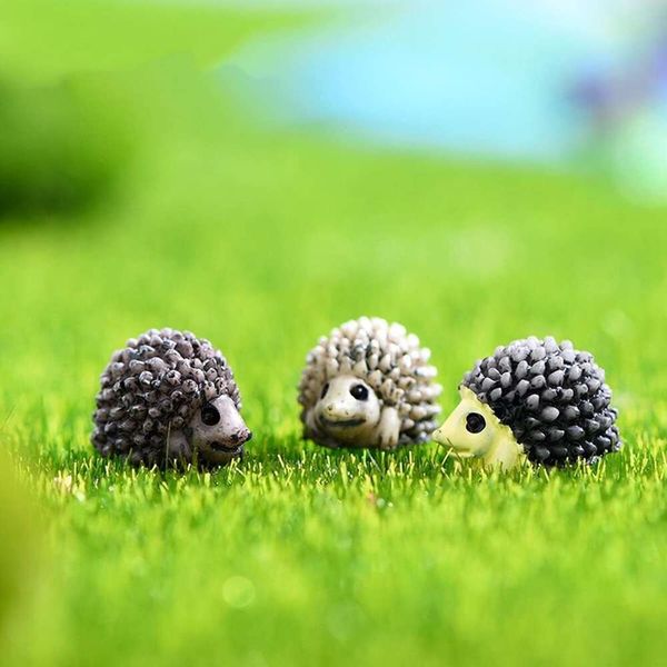 Acessórios solitários, mini decoração de hedgehog para terrário da casa, vasos de plantas, decoração artesanal de bonsai, decoração de bolo, bricolage, material de jardim de fada, 3 cores ouriços