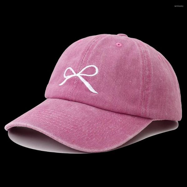 Tappi per palline dolci bowknot ricamato da baseball ragazze da baseball rosa lavandino in cotone per le donne protezione solare da sole papà cappello