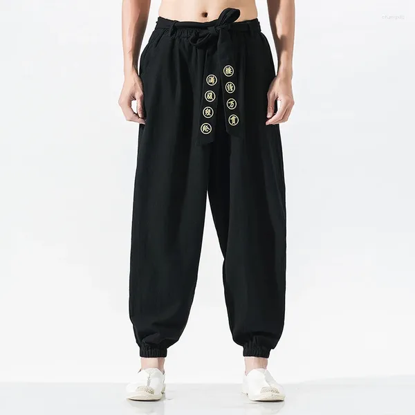 Herrenhosen Baumwollwäsche Männer lässig lose elastische Taillenhose Harem Spring Jogger Jogginghose Männliche Streetwear