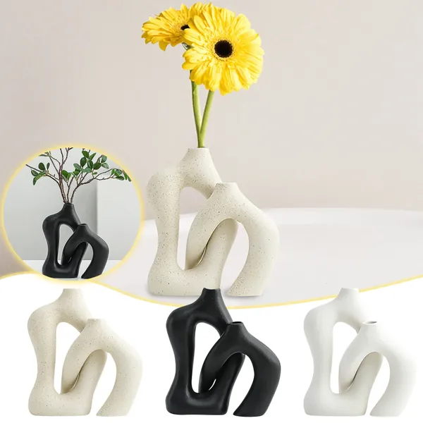 Vasen Keramikkunst Vase Set von hohem Sinn für Wohnzimmer TV -Gartenskulpturen Statuen Vögel Outdoor Wolf und