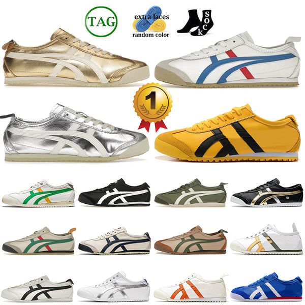 Tiger Meksika 66 Sıradan Ayakkabı Spor Ayakkabı Gümüş Kapalı Siyah Mavi Manto Yeşil Tasarımcı Sneaker Plaka Formu Açık Hava Spor Eğitmenleri Meksika 66 Kaplan Platformu Loafers Eur 45