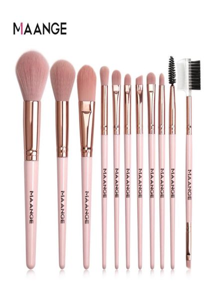 MAANGE 11pcsset Makeup Brushes Pro Pink pincel Set Powder Eyeshadow Mistleira Eyeliner Eyelash Eyebrow