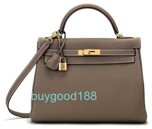 Top Ladies Designer Kaelliy Bag 32 Etoupe Togo с золотой HW x Stamp Preawned Bag Высококачественная ежедневная практичная большая мощность