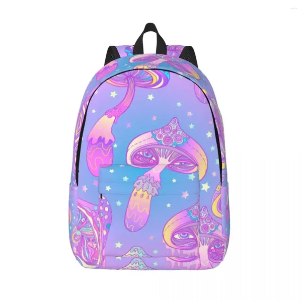 Backpack Magic Mushrooms Pattern Canvas For Mull Men Men College School Student Bookbag se encaixa em bolsas de laptop de 15 polegadas