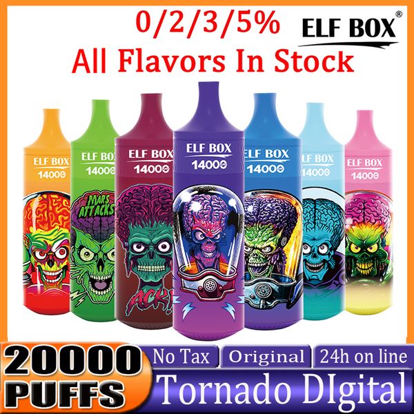 Original Uzy Digital Tornado 20000 Sfugo 20k Sfugo 20000 Type-C ricarica da 25 ml di sigarette monouso a baccello predefinito con batteria 12 gusti 0% 2% 3% 5% vaper