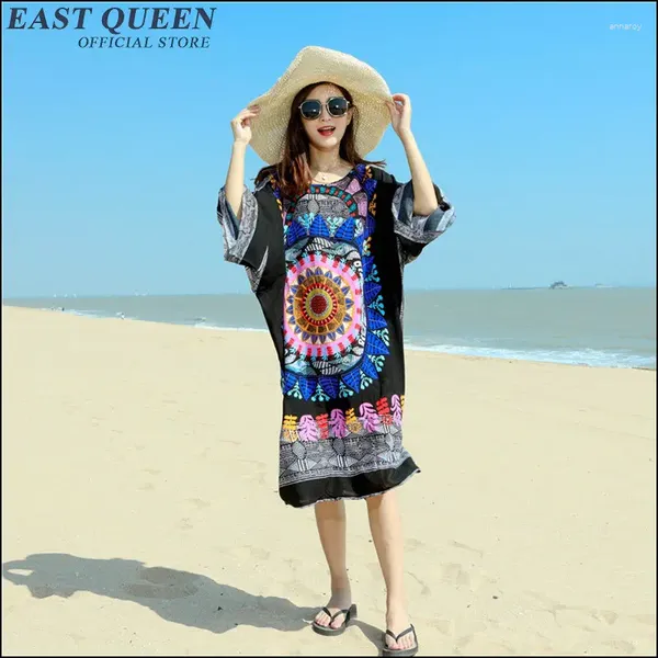 Partykleider Women Boho Chic mexikanisches Kleid Hippie Ethnische Art Kleidung Böhmische Feiertagsstrand weiblich baggy 3492