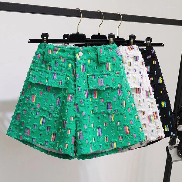 Frauen Shorts Green Ripped Y2k Übergroße Frachthose Harajuku Vintage Hight Taille 2000s Trashy Clothes Sommer 2024