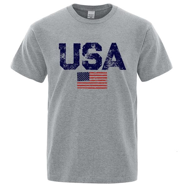 Vintage EUA Flag de rua impressão masculina camisetas Hip Hop Street Tshirt Summer Casual Casual Tamas de tamanho grande