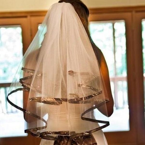 2018 Camo Wedding Veils Custom Studel Hot Sedelling 2 слоя локтя длины дешевые завесы для невесты 251K