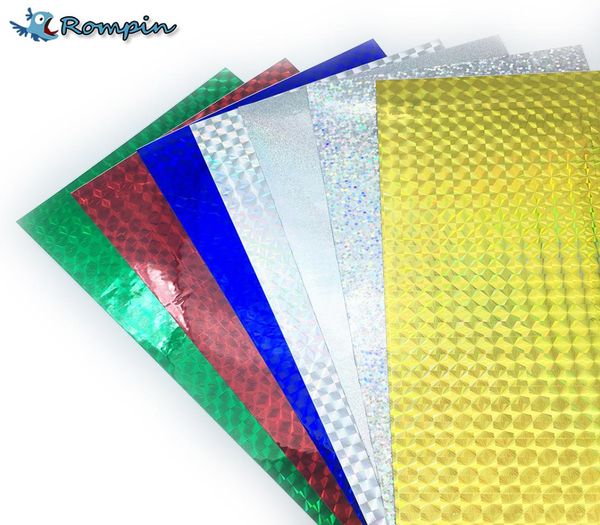 Rompin 7pcs 1020 cm Holographischer Klebstofffilm Lock Tape Lure Make Fly Binding Material Metal Hartköder ändern Farbaufkleber3503243