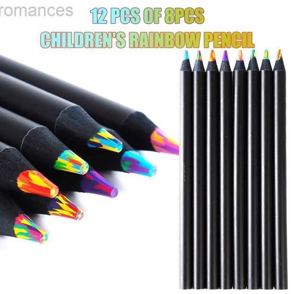 Карандаши 8/12 Радужный карандаш карандаш Crayon Color Pencil Set Kidrens подарок деревянный многоцветный карандаш, используемый для рисования карандашных школьных принадлежностей D240510