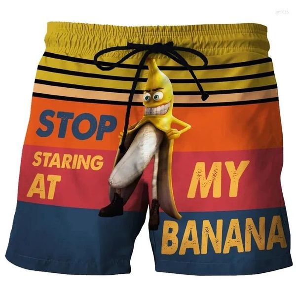 Shorts masculinos Fruta engraçada Banana design gráfico de praia Hip Hop Cock animal 3d calças curtas de férias surfando homens nando troncos