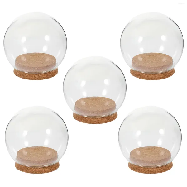 Vasos 5 PCs preservados capa de flor mini bolo stand cupcake recipientes de vaso cúpula de vidro adorno com ornamento de protetor de base