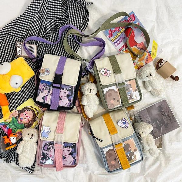 Bolsas de ombro japonês doces pvc canvas de pequena bolsa escolar feminina 2024 Summer Student Street Casual Messenger Casual