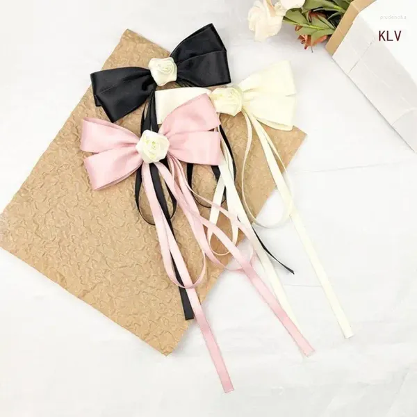 Satins Ribbon Bowknot Clip Sweet Girl Girl Rose Hairpin Women Styling Accessori per sottili barrette francesi