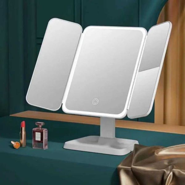 Kompakte Spiegel wiederaufladbare LED -Make -up -Spiegel -Set mit Touch Control Dreifach für Heim- und Reisekosmetik Q240509 geeignet