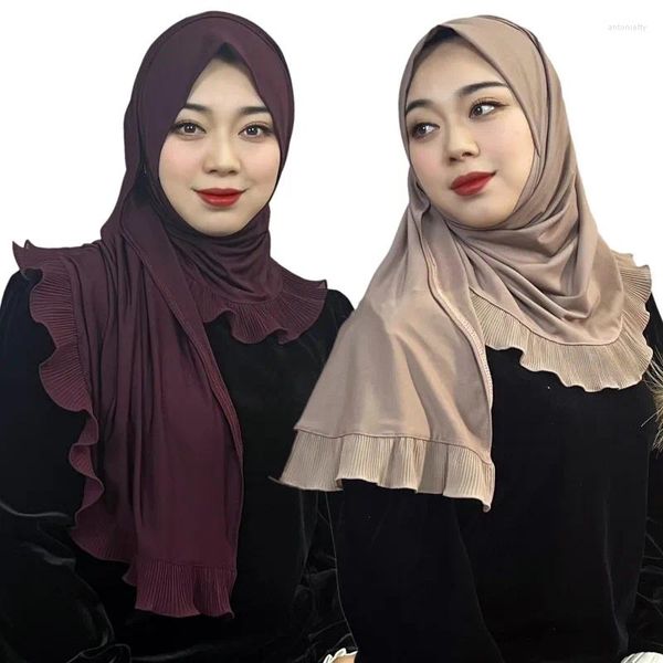 Roupas étnicas Uma peça Amira Ramadan Eid Mulheres Muçulmanas Instantâneas Hijab Islâmica Moda Islâmica Shawls Arab Headwraps Turban Plain Chiffon