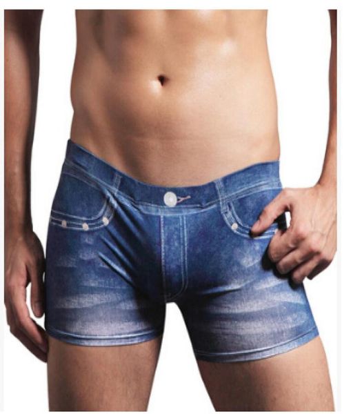 Moda de roupa íntima masculina Fake Jean Denim Blue Design Mustas