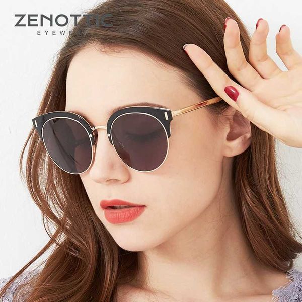 Occhiali da sole zenomessini classici a metà cornice femminile polarizzato con le lenti tac ombre alla moda da uomo vetri retrò Q240509