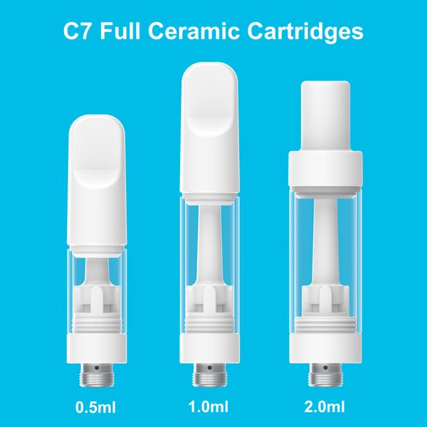 0,5 мл 1,0 мл 2,0 мл Полный керамический наконечник пустого патрона Vape Ceramic Coil 510 Атомийзер. Надежное качество Толстое масло 510 Темя пустое vape Thailand USA Склад Канада