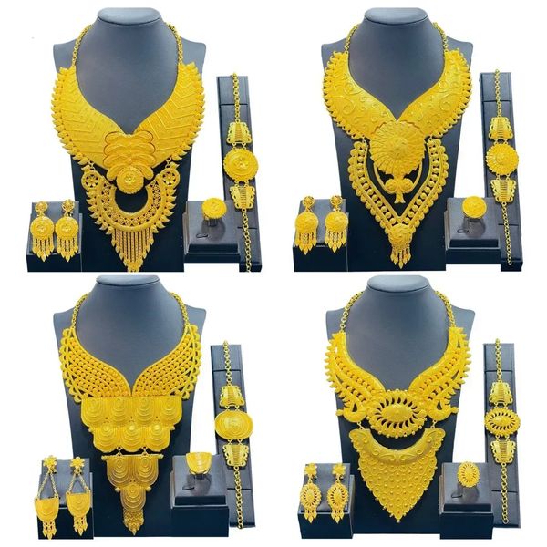 Alta qualidade 24k Placated Jewelry Conjunto de jóias Africano Oriente Médio Jóias de Jóias Brincô de Jóias Brincho de Brincô Atacado 240510