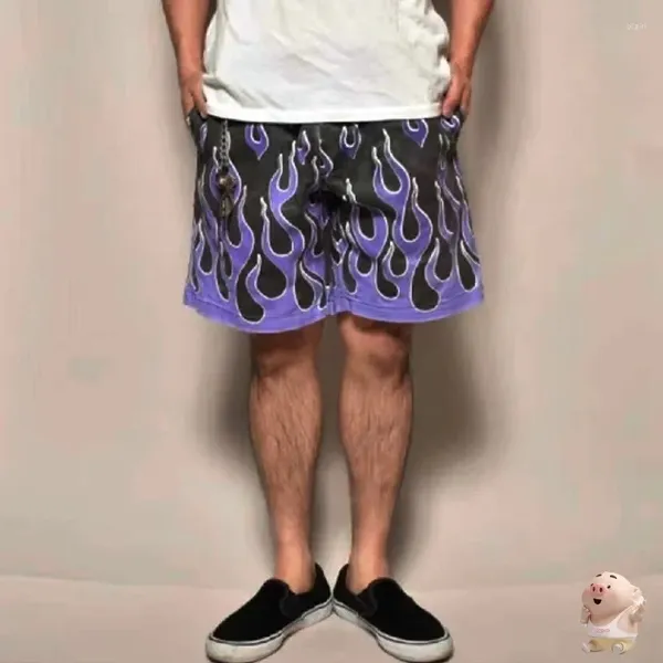 Shorts masculinos de streetwear gradiente de chama gradiente de cor homens homens