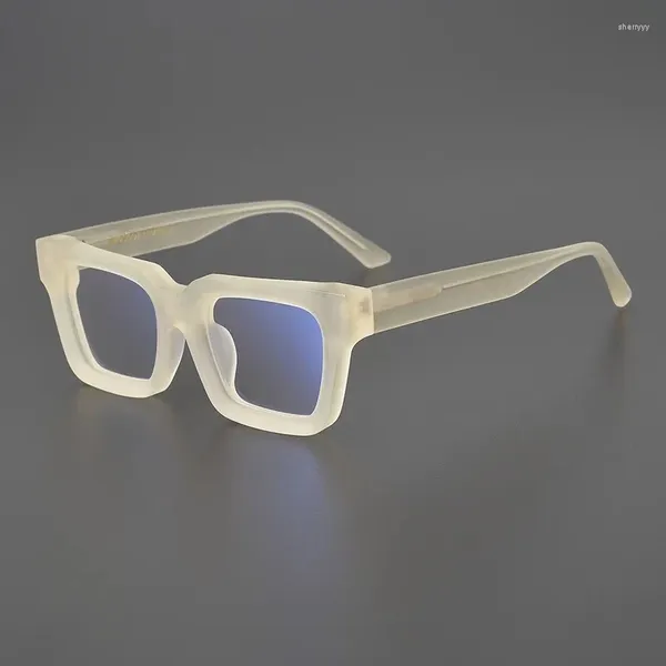 Óculos de sol quadro de óculos de óculos para mulheres espessos de óculos foscos de miopia amarela de miopia clara de acetato quadrado da moda