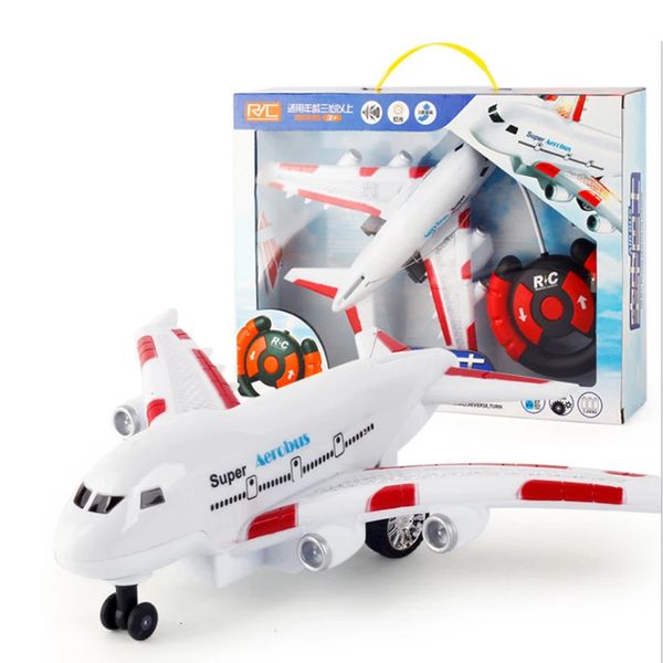 Elektrische RC -Flugzeug -Kunststoffspielzeug für Kinder Fernbedienung Flugzeugmodell Outdoor -Spiele Kinder Musikalische Beleuchtung DIY -Spielzeug Geschenke 240508