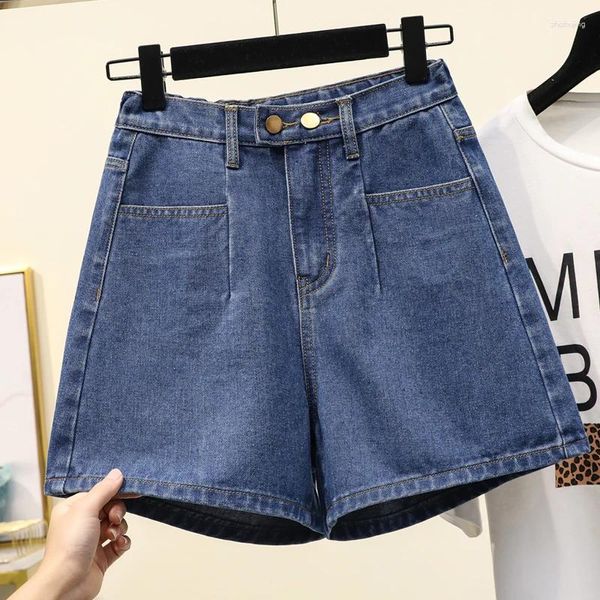 Kadın Şort Kore tarzı kadın geniş bacak denim yaz yüksek bel a-line kısa pantolon boş zamanlar artı boyutlu kadın