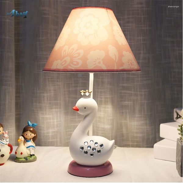 Tischlampen Romantische Teenie Pink Prinzessin Haus Weiß Schwan Gestalt Wohnkultur Nachtlampe Wohnzimmer Arbeitszimmer Leuchte Leuchte