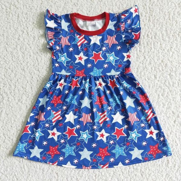 Roupas conjuntos de moda meninas meninas azul escuro estrela curta curta boutique infantil roupas de roupas de desconto RTS RTS