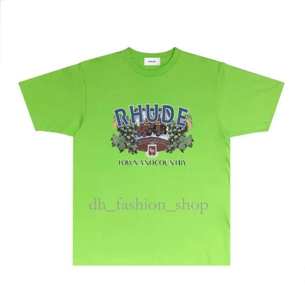 Вышественная футболка Rhude Mens Дизайнерская футболка женская модная одежда RH116 Виноградная масляная картина Печать с короткими рукавыми футболками S-XXL 308