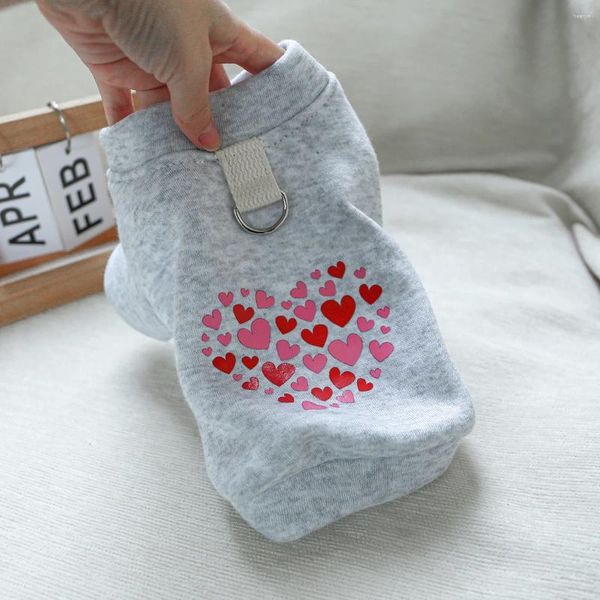 Abbigliamento per cani 1pc abbigliamento da pet cat molla e cappotto grigio autunno rosso Abito da giorno di San Valentino adatto per piccoli cani di medie dimensioni