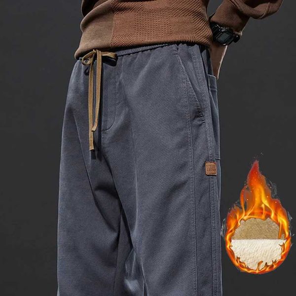 Pantaloni da uomo maschi invernali di lana calda pantaloncini in denim jogging e pantaloni sportivi y2k pantaloni harem sciolti coreani maschi casuali